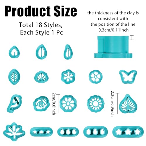 ORIGACH 18 Pcs Spring Polymer Clay Cutters Set - style: Floral & Leaf