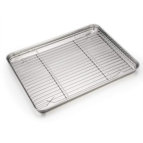 P&P CHEF Stainless Steel Baking Sheet with Rack Set for Cookie, 16 Inch - size: 16 Inch