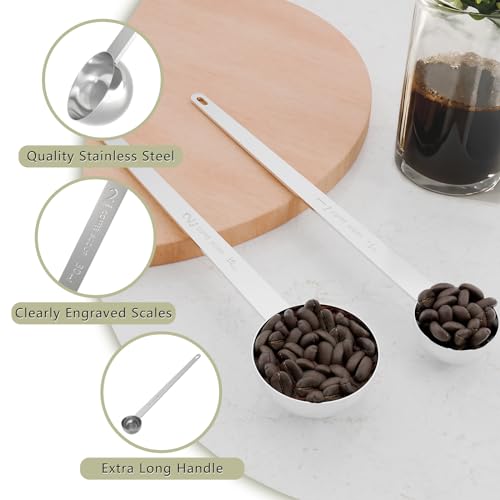 2PCS Extra Long Handle Coffee Scoop, 1Tsp(5ml) Measuring Spoon - size: 1tsp