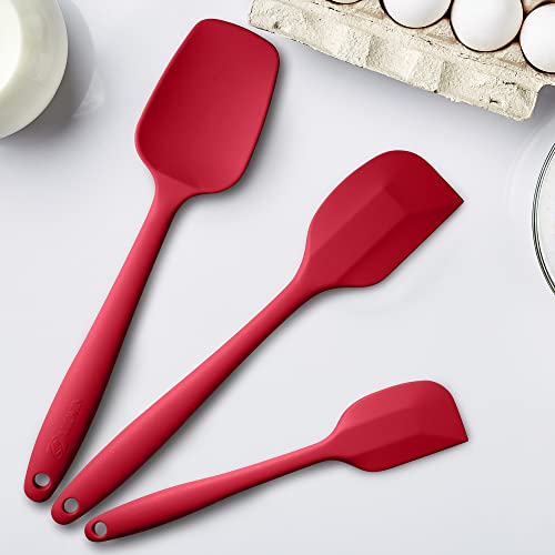 3-Piece Silicone Spatula Set, 600°F Heat Resistant, Wine Red - color: E-Wine Red