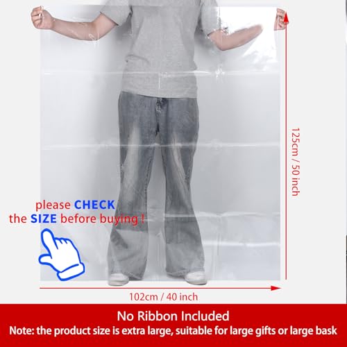 Jumbo Large Clear Cellophane Gift Bags 40x50 Inch for Large Gift Baskets - size: 40x50 Inch