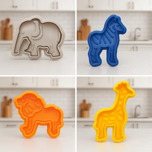 Mrs. Anderson’s Baking Animal Cracker Cookie Cutters, BPA Free, Set of 8 - style: Giraffe, Elephant, Lion- Set/2