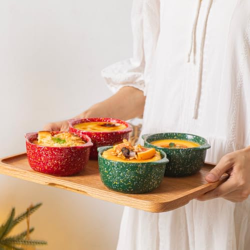 10 oz Ceramic Mini Cocotte Set of 4 for Oven (Xmas Duo) - color: Xmas Duo