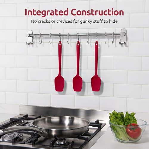 U-Taste Silicone Spoon Spatula Set of 3, 600°F High Heat Resistant, Red - color: Red