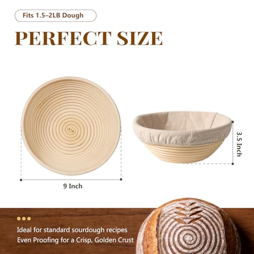 BAVIFY Sourdough Starter Kit, Banneton Bread Proofing Baskets Set