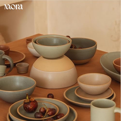 Mora Micro Ramekins Set of 4, 6oz Ceramic Pottery Baking Dishes - Microwave, Oven and Dishwasher Safe - Mushroom - color: Mushroom, size: Micro