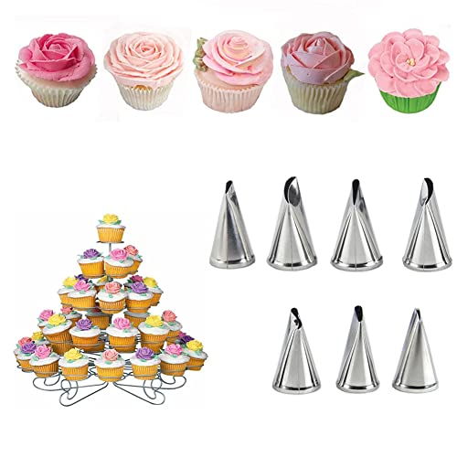 Rose Petal Piping Tips,Flower Icing Piping Nozzles Tips Set for Frosting Pastry Cake Decorating Tools,7 Pcs - color: Type A