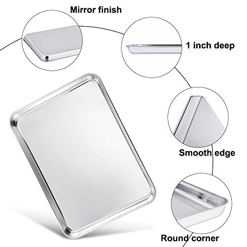 TeamFar Baking Sheet Set of 4, Stainless Steel Baking Pan Cookie Sheet