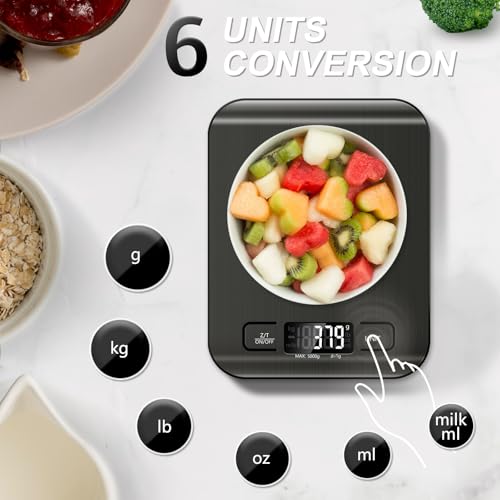 Food Scale, 11lb Kitchen Scale, 0.05oz/1g Weight Grams and Ounces, Black - color: Black
