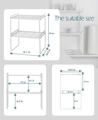 Shantton Cabinet Shelf Organizer, Pantry Shelf Rack, White 16.1x10.6x9.5 - color: White, size: L16.1'' W10.6'' H9.5''
