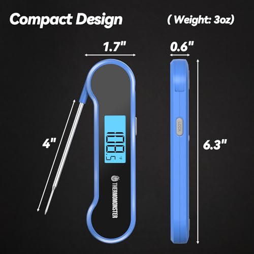 0.5 Sec Instant Read Meat Thermometer Digital for Cooking, Blue - color: Blue