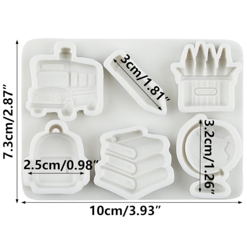 School Bus Schoolbag Fondant Mold Book Globe Pen Silicone Molds - color: Style H