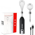 Electric Hand Mixer Whisk | Wireless Rechargeable Handheld Egg Beater with 2 Stainless Steel Mixing Heads | Portable Kitchen Hand Mixer for Egg, Milkshake Cream, Cake, Baking & Cooking-Black - color: Black