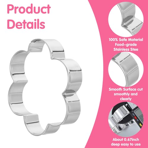 Flower Cookie Cutter Set, 3.1 Inch, 2.7 Inch, 2.3 Inch, 2 Inch, 1.5 Inch -5 Pcs Fondant Biscuit Cutters Sturdy Stainless Steel Six Petal Spring Flower Cookie Cutters Shapes Molds