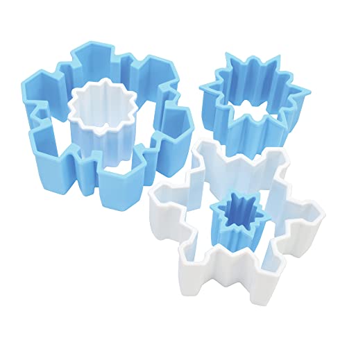 R&M Snowflake Plastic Biscuit & Cookie Cutters 5-Piece Set - Blue & White Nesting Snowflake Cutters 1.375" to 4.25" for Christmas & Winter Baking - style: Snowflake