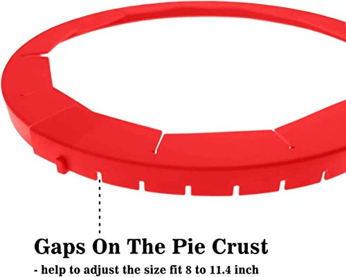 Adjustable Pie Crust Shield Silicone Pie Crust Covers for Edges of Pie Crust Protector Shields for Baking Pie Crust Cover Ring for Bake Kitchen Tool, Fit 8-11.4 Inch (2 PCS (Red+Clip))