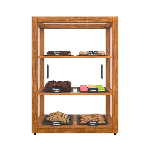 KoolMore 21 in. Upright Light Wood Countertop Dry Bakery Display Case, Bread, Cake and Pastry Display with Tempered Glass - color: Light Wood, size: 21 in.