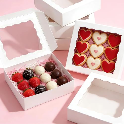 50 Pack Pie Boxes 8x8x2 Inch Bakery Boxes Cookie Box Treat Box - color: White