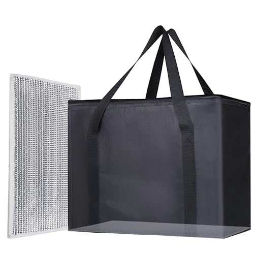 Bodaon 1PK Insulated Grocery Bags with Reinforced Baseboard, X-Large, Black - color: Black, size: X-Large with Hard Bottom