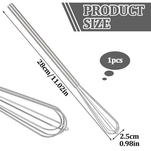 Small Whisk, 9.8in Stainless Steel Whisk Tiny Skinny Whisk for Cooking Whisking Blending Beating Stirring - size: Round Head