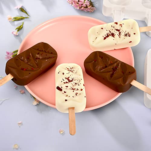 Sakolla 2 Pack 4 Cavities Diamond Shape Silicone Popsicle Molds - size: 2 Pcs Large Diamond - White
