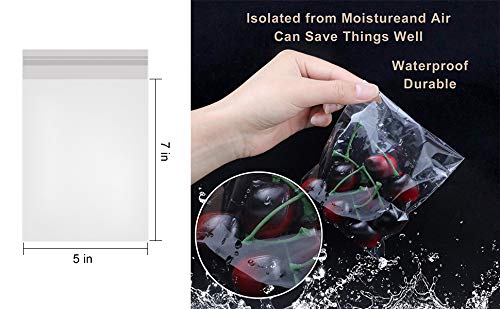 NEOACT 300 PCS 5"x7" Clear Resealable Cellophane Bags Good for Bakery, Candle, Soap, Cookie Poly Bags. (Pack of 2) - size: 300 Count (5"x7") (Pack of 2)