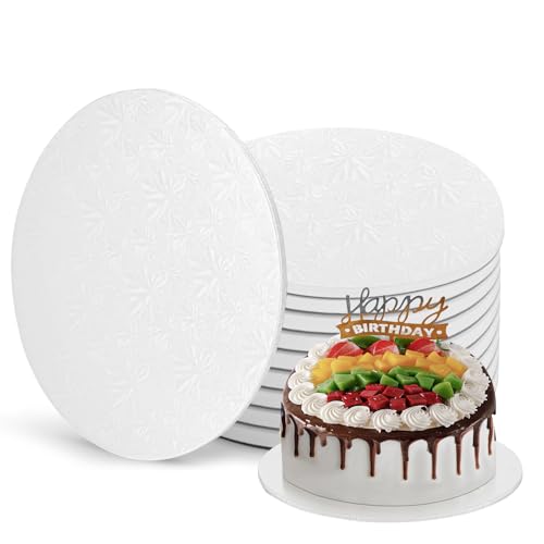 14 Inch Round Cake Boards, 10PACK White Cake Drums, Sturdy Cake Cardboard Bases para Pasteles for Pastry Baking, Wedding,Party, Fathers Day Pizza Desserts 1/4 Inch Thick - size: 14"