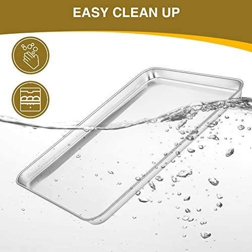 Wildone Baking Sheet with Rack Set (3 Pans + 3 Racks), Stainless Steel Baking Pan Cookie Sheet with Cooling Rack, Non Toxic & Heavy Duty & Easy Clean - size: 16 /12 /9 inch