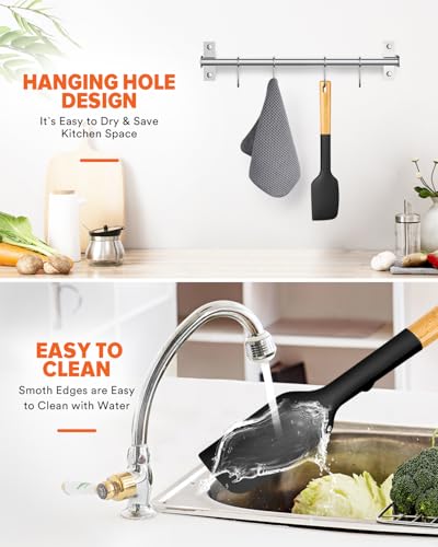 Badiano Silicone Heavy-Duty Spatula, Rubber Scraper for Nonstick Cookware - color: Black