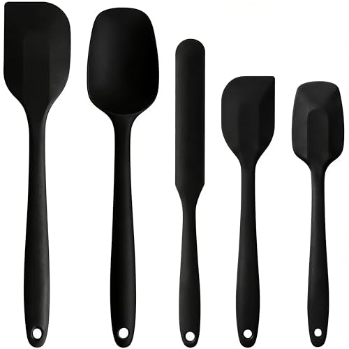 5 Pieces Silicone Spatula Set - color: Black
