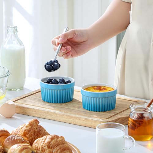 MALACASA 4 oz Ceramic Ramekins, Oven Safe Souffle Dishes, Set of 6, Blue - color: Blue, size: 4 Oz