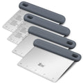 Dough Scraper Set of 4, Stainless Steel & Platinum Silicone Grip, 5"x3.78" - color: Grey-4 Pack