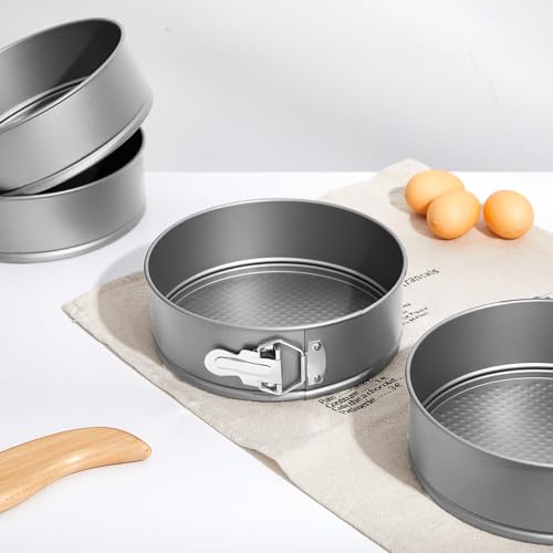 4 Pcs 8 Inch Nonstick Springform Cheesecake Pan with Removable Bottom Gray - color: Gray, size: 8 Inch