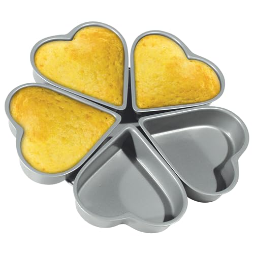 Fox Run Linked Heart Cake Pan, 4-Inch Hearts, Nonstick Heat Shaped Cake Pan - style: Linked Heart Pan