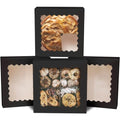 qiqee Auto-pop up Black Pie Boxes with Window 10x10x2.5 inch 30Packs Cookie Donut Bakery Box - color: Black, size: 10"x10"x2.5"/30 Pcs