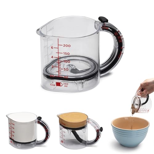 Dreamfarm Upcup All-in-1 Adjustable Measuring Cup, Metric & Imperial Measurements up to 1 Cup - Black/Clear - size: 1 Cup