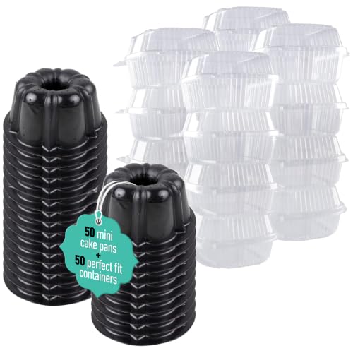 O'CREME Mini Cake Pan with Container, Non-Stick Silicone, 50 Pack - size: Mini Cake Pan and Container Set