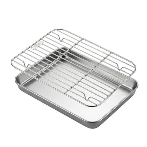 Baking Sheet with Wire Rack Set 304 Stainless Steel 10.4 x 8 Inch - size: 10.43 x 8 Inch