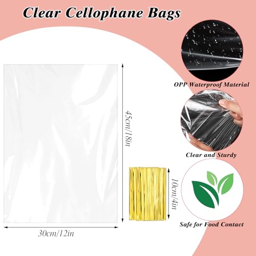 woric 60PCS Clear Gift Bags 12x18 Inch Cellophane Bags - size: 60pcs 12x18 Inch