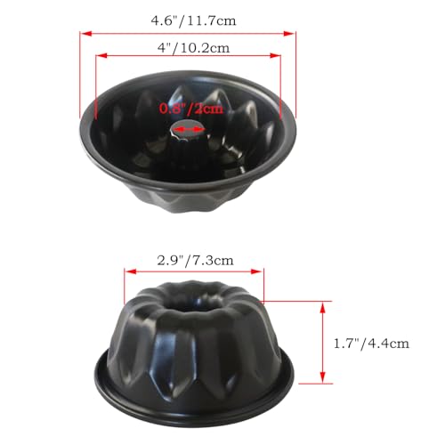 4 Inch Fluted Tube Cake Pan, Nonstick Metal Kugelhopf Baking Mold