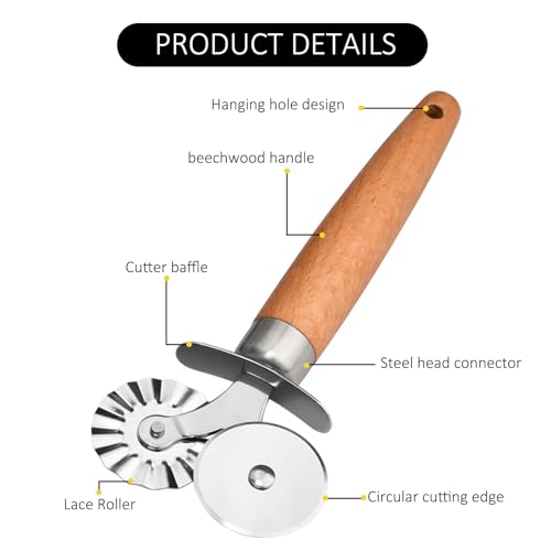 Pasta Cutter Wheel,Double-Wheel Grooved Pastry Cutter