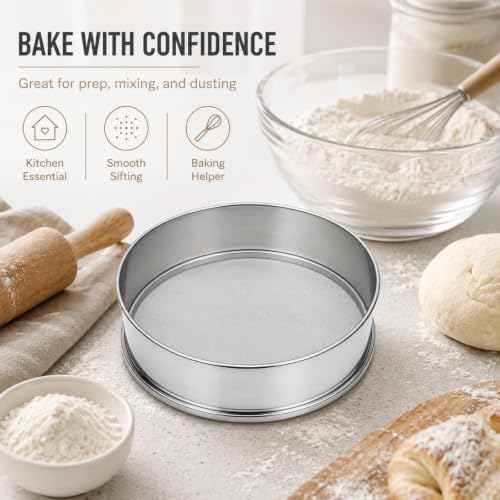 Flour Sieve Fine Mesh, 50 Mesh Sifter,304 Stainless Steel Sifter Food-grade - size: 50 Mesh Screen