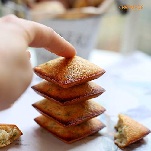 CHEFMADE Financier Cake Pan, 12-Cavity Non-Stick Square Muffin Pan Biscuits Cookies Bakeware for Oven Baking (Champagne Gold - size: 02 - Financier Square 12 Cups