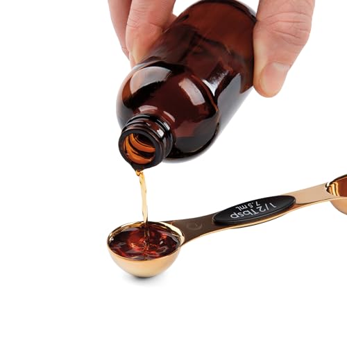 Progressive International Magnetic Measuring Spoons, Set of 5 – Black, Easy to Store with Magnetic Design (Rose Gold) - color: Rose Gold