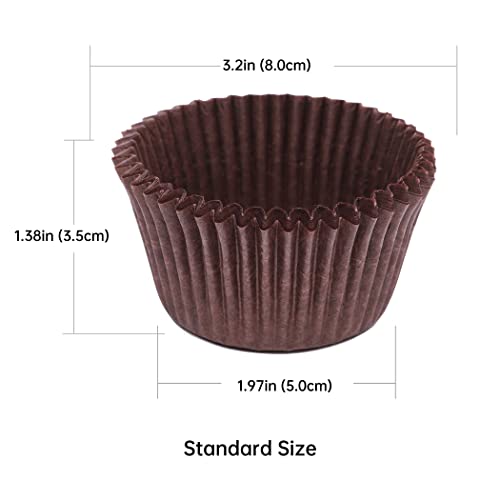Bake Choice 200pcs Standard Cupcake Liners for Baking, Brown Muffin Liners - color: Brown