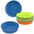 Webake 8 Pack Silicone Tart and Pie Molds, 5 Inches Silicone Round Mold Individual Small Fluted Cake Pans Mini Quiche Tart Pans for Baking - style: Tart