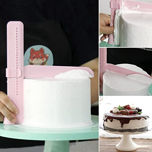 Adjustable Cake Scraper, Plastic Cake Cream Smoother, Easy Comb Set Edge Side Decorating Tools, With Tools 3 in 1 - color: Pink