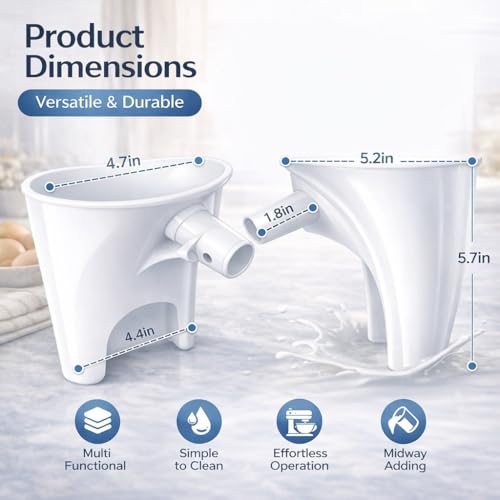 Flour Funnel for KitchenAid Stand Mixer Tilt-Head Models, No-Mess Baking Prep Kit with Egg Separator & Bowl Scraper, Anti-Splash Ingredient Funnel, Dishwasher Safe
