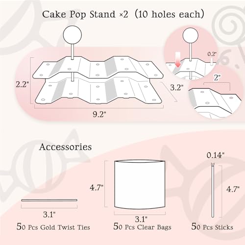 NWK 2 Pieces Cake Pop Stands Set with Sticks Kit (White) - color: White