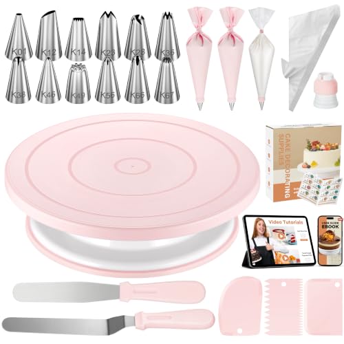 Kootek 71 Cake Decorating Kit Baking Supplies Tools for Beginners & Pros - color: Light Pink